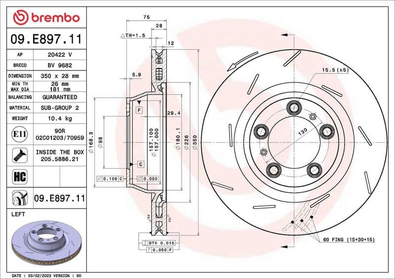 Brake Disc PRIME LINE - UV Coated 09.E897.11