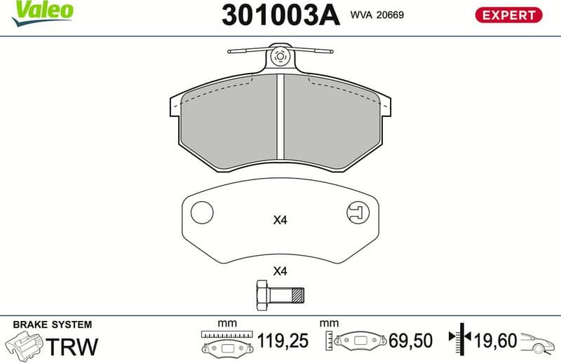 Brake Pad Set, disc brake EXPERT 301003A