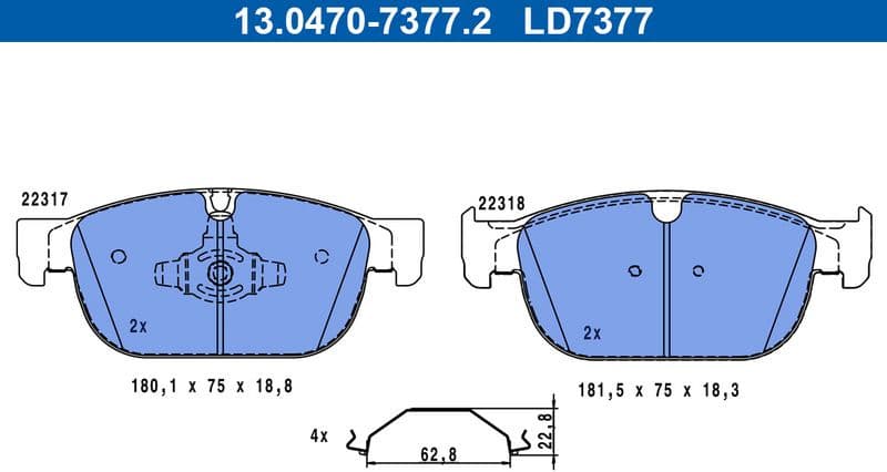 Brake Pad Set, disc brake ATE Ceramic 13.0470-7377.2
