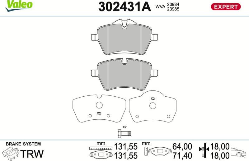 Brake Pad Set, disc brake EXPERT 302431A