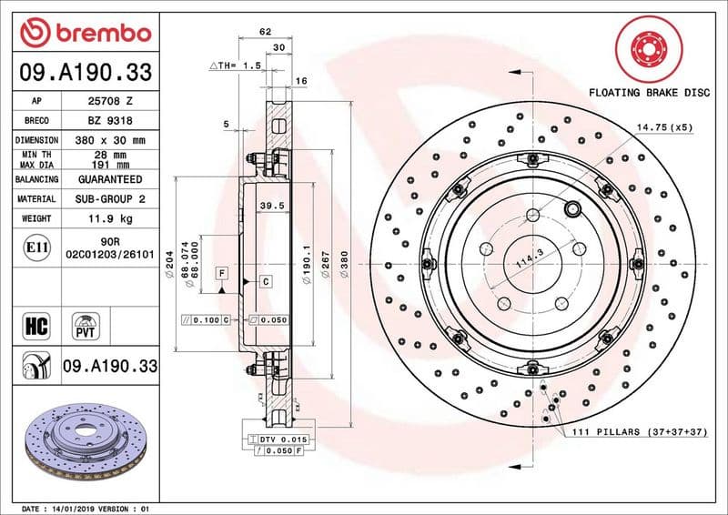 Brake Disc PRIME LINE - Floating 09.A190.33 - image 4