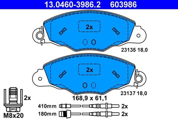 Brake Pad Set, disc brake 13.0460-3986.2