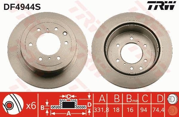 Brake Disc TRW SINGLE DF4944S