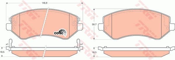 Brake Pad Set, disc brake COTEC GDB4126