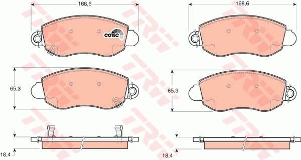 Brake Pad Set, disc brake COTEC GDB1424