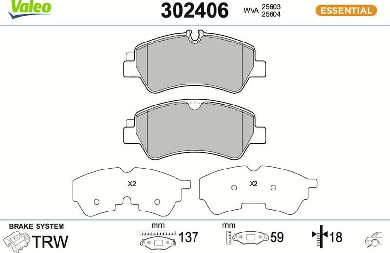 Brake Pad Set, disc brake ESSENTIAL 302406