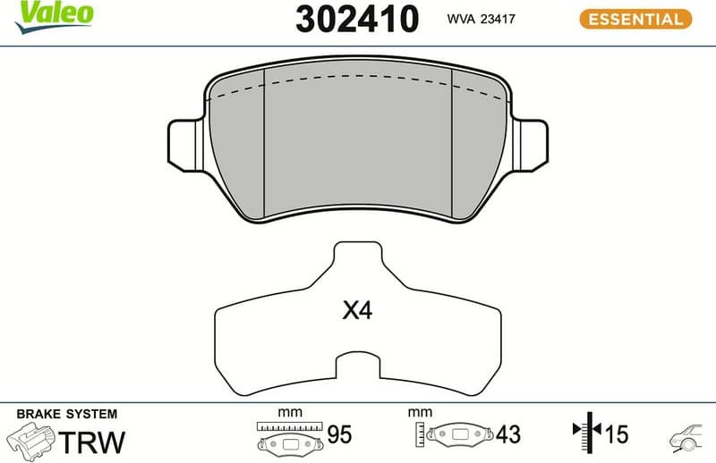 Brake Pad Set, disc brake ESSENTIAL 302410