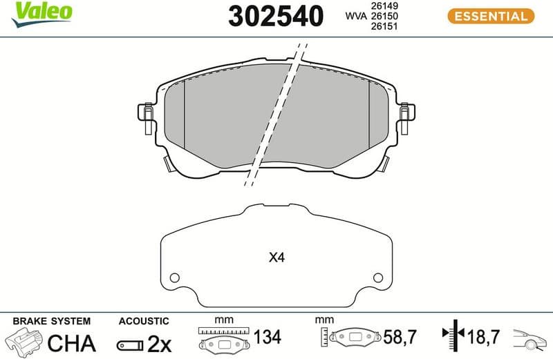 Brake Pad Set, disc brake ESSENTIAL 302540