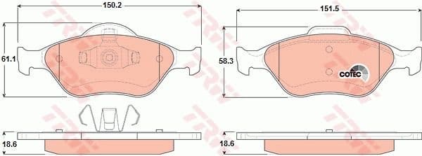 Brake Pad Set, disc brake COTEC GDB1419