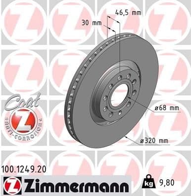 Brake Disc COAT Z 100.1249.20