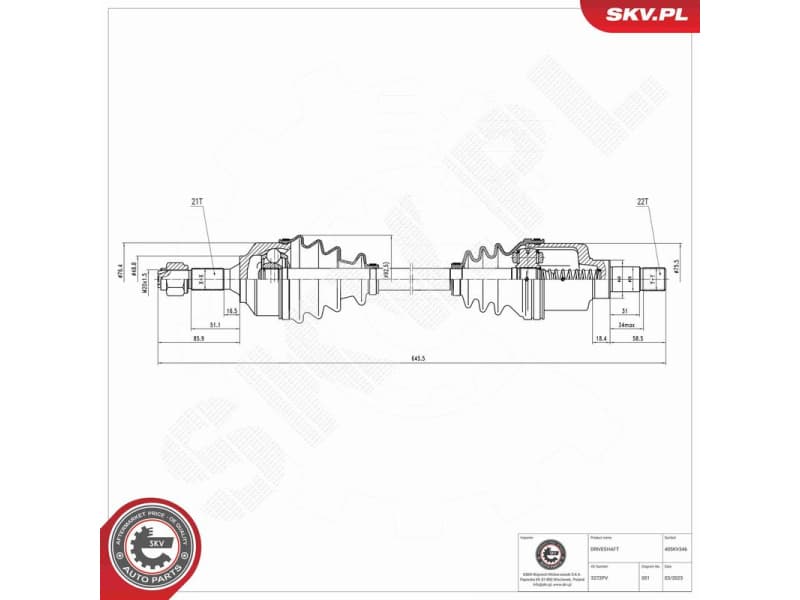 Drive Shaft 40SKV346 - image 5