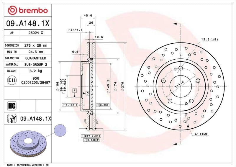 Brake Disc XTRA LINE - Xtra 09.A148.1X