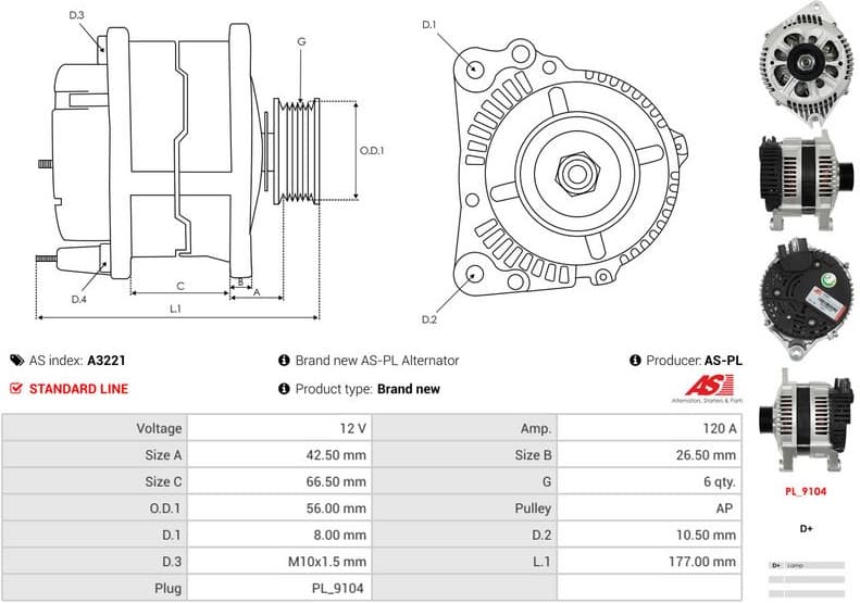 Alternator AS A3221 - image 5