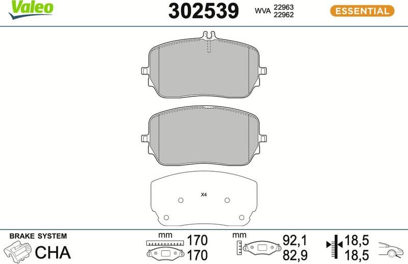 Brake Pad Set, disc brake ESSENTIAL 302539