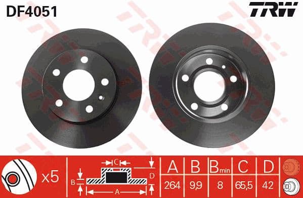 Brake discs kit rear, (2pcs), Top Quality DF4051 - image 4