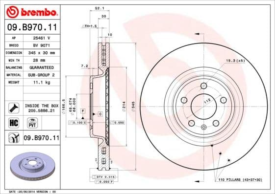 Brake Disc PRIME LINE - UV Coated 09.B970.11