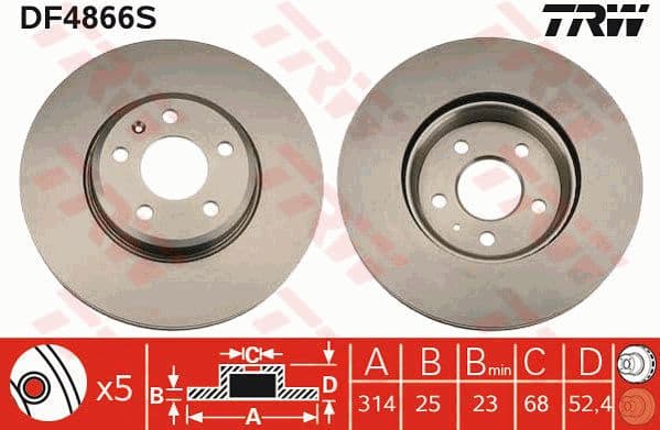 Brake disc, 1pcs FRONT, Top Quality DF4866S