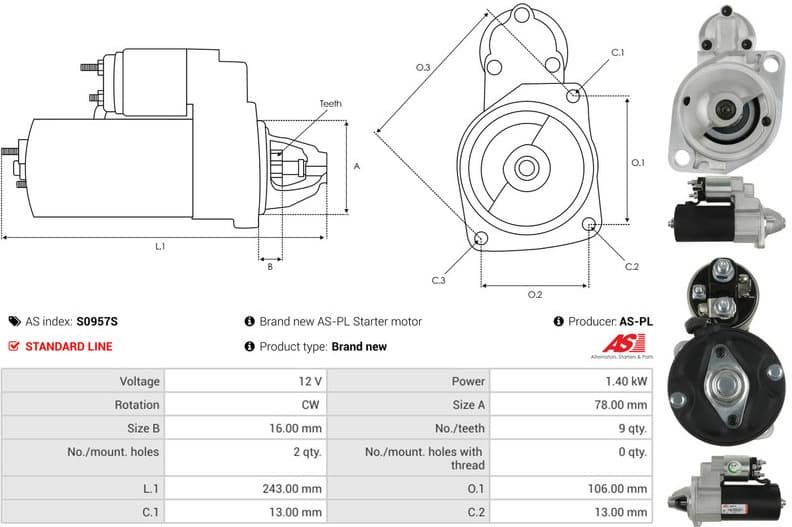 Starter AS S0957S - image 5