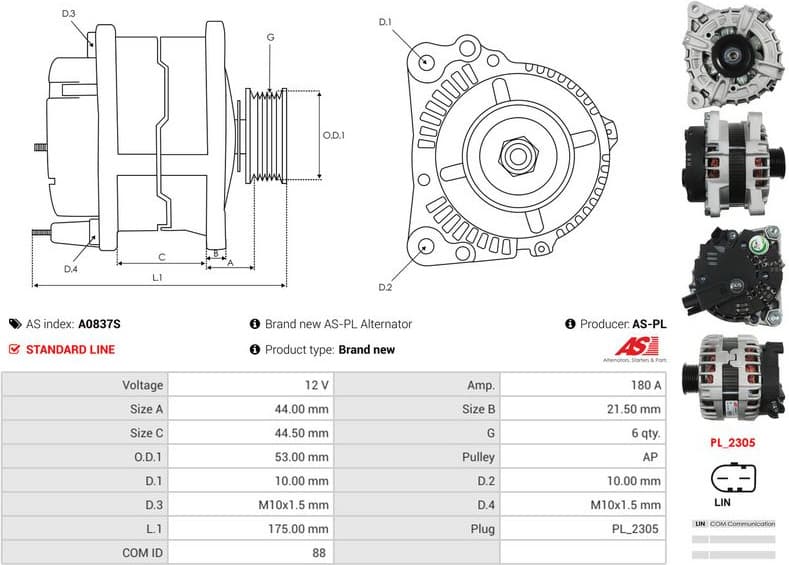 Alternator AS A0837S - image 5