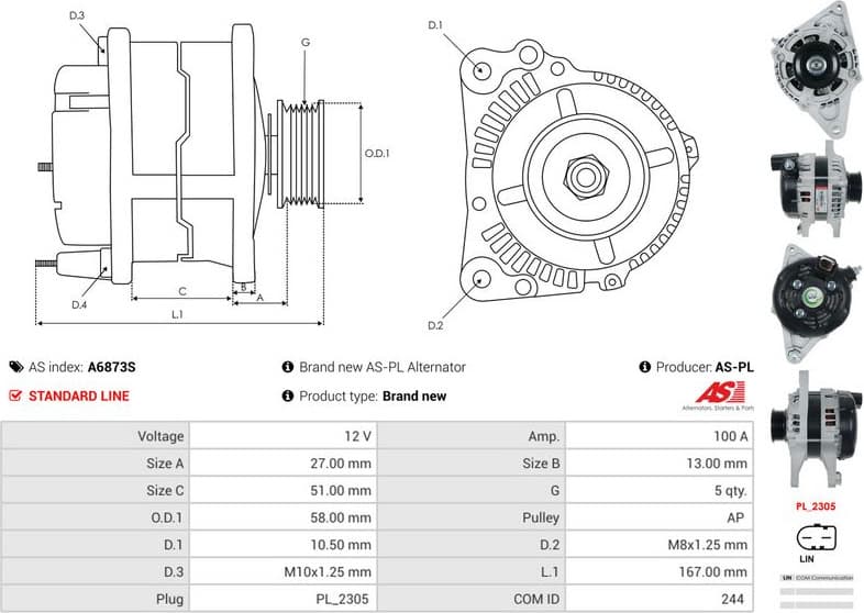 Alternator AS A6873S - image 5