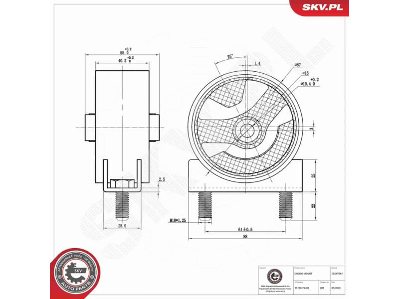Mounting, engine 75SKV361