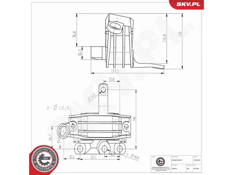 Mounting, engine 75SKV423