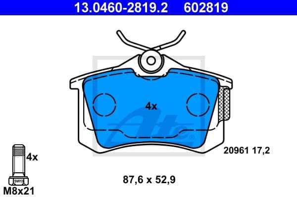 Brake Pad Set, disc brake 13.0460-2819.2