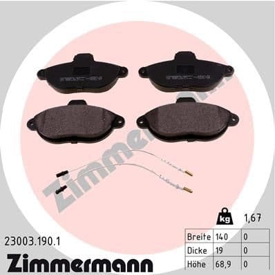 Brake Pad Set, disc brake 23003.190.1