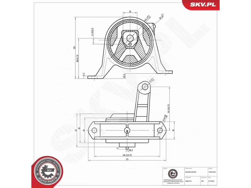 Mounting, engine 75SKV353
