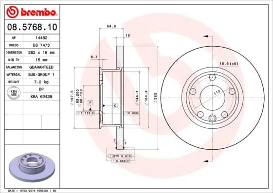 Brake Disc PRIME LINE 08.5768.10