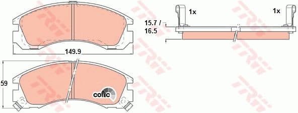 Brake pads front, Top Quality GDB1126
