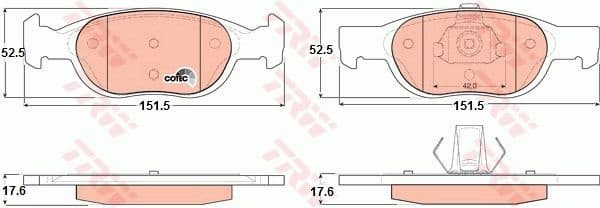 Brake Pad Set, disc brake COTEC GDB1339