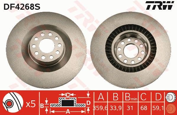 Brake Disc TRW SINGLE DF4268S