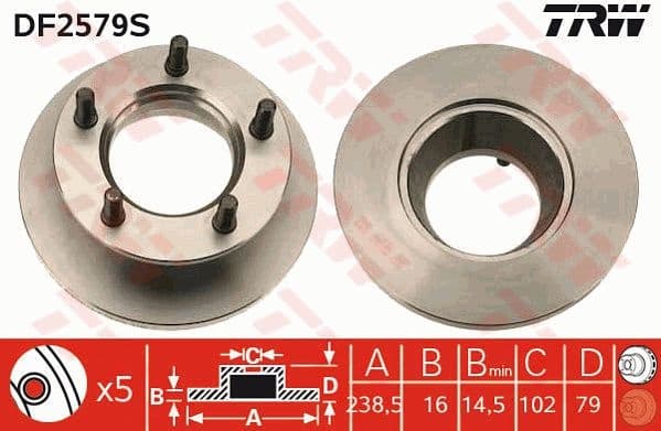 Brake Disc TRW SINGLE DF2579S