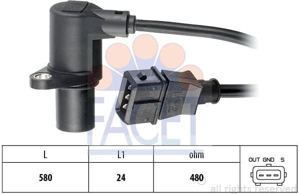 Sensor, crankshaft pulse Made in Italy - OE Equivalent 9.0297 - image 2