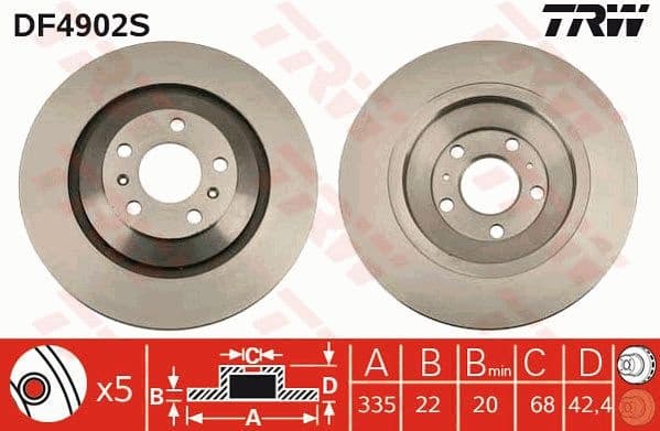 Brake Disc TRW SINGLE DF4902S