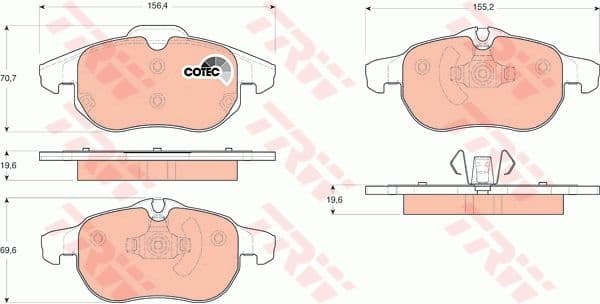 Brake Pad Set, disc brake COTEC GDB1613
