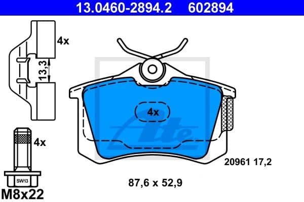 Brake Pad Set, disc brake 13.0460-2894.2