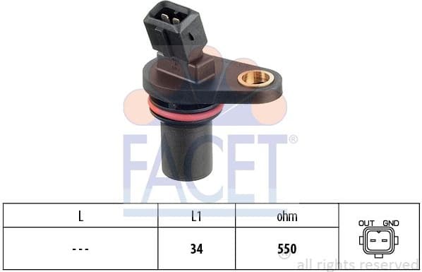 Sensor, camshaft position Made in Italy - OE Equivalent 9.0043 - image 2