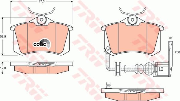 Brake Pad Set, disc brake COTEC GDB1475