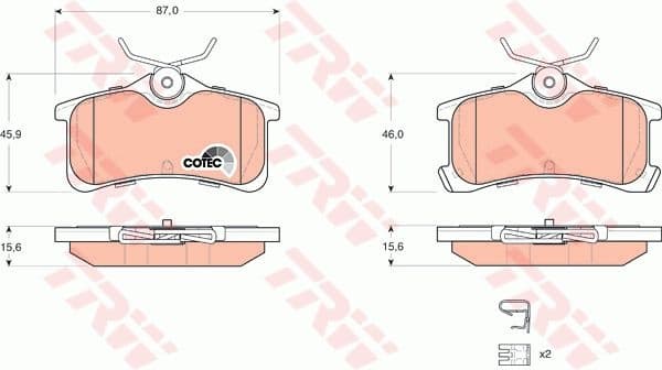 Brake Pad Set, disc brake COTEC GDB3334