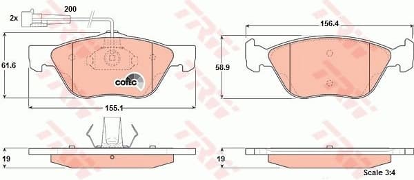 Brake Pad Set, disc brake COTEC GDB1212