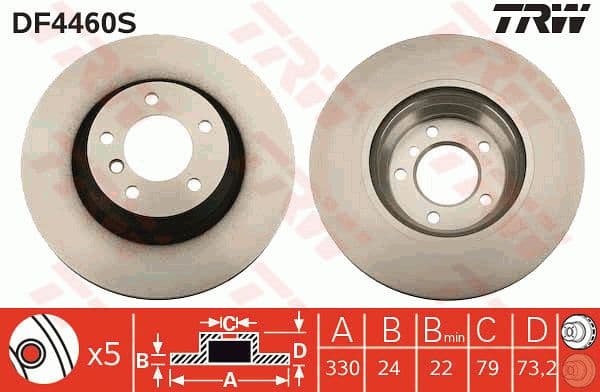 Brake disc, 1pcs FRONT, Top Quality DF4460S - image 4
