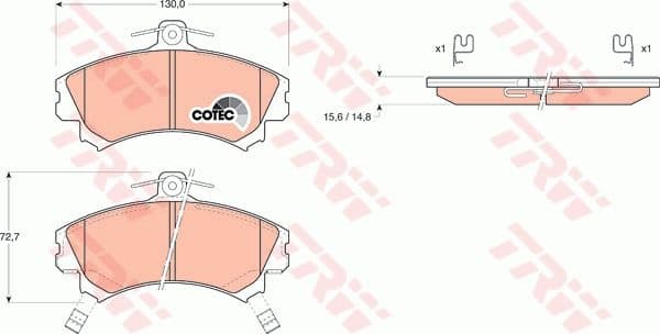 Brake Pad Set, disc brake COTEC GDB1198