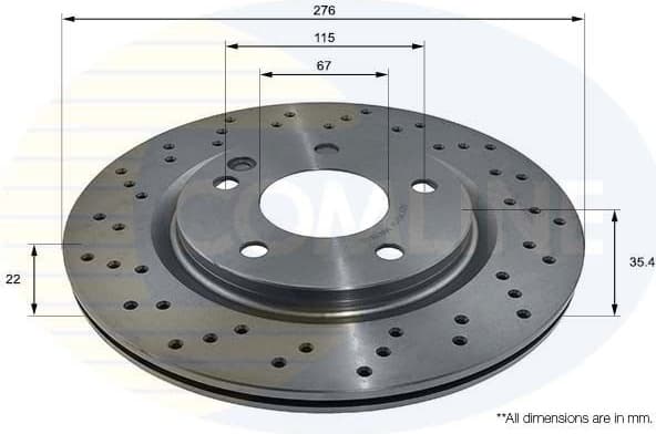 Brake disc, 1pcs FRONT ADC1621V