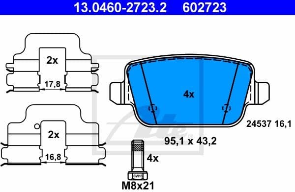 Brake Pad Set, disc brake 13.0460-2723.2