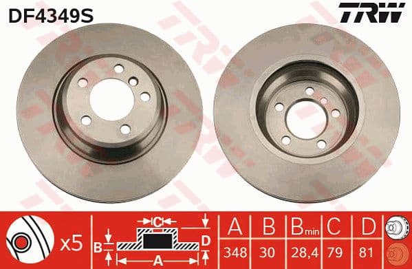 Brake Disc TRW SINGLE DF4349S - image 4
