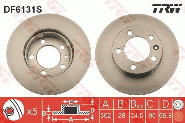 Brake disc, 1pcs FRONT, Top Quality DF6131S