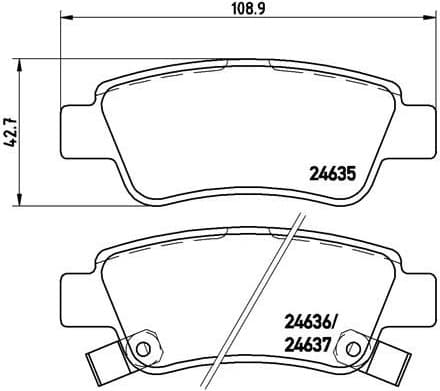 Brake pads rear, Top Quality P28046