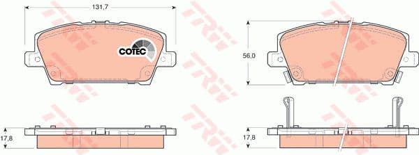 Brake pads front, Top Quality GDB3407